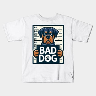 Illustrated Bad Dog Jail Mug Shot Kids T-Shirt